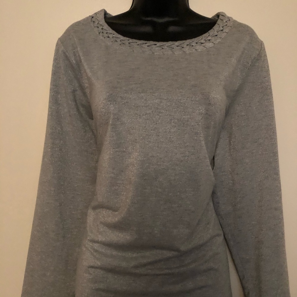 Charter club sparkly shirt with braided collar 1x